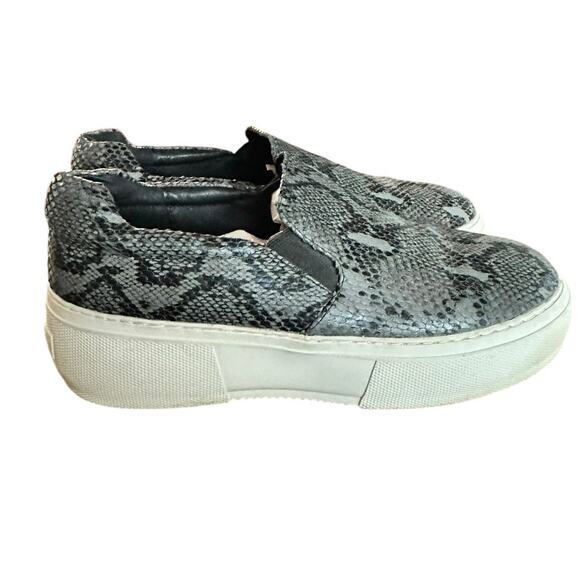 J Slides SlipOn Platform Sneaker Snake-Embossed Cleo Leather Black Size 9.5 - Picture 2 of 15